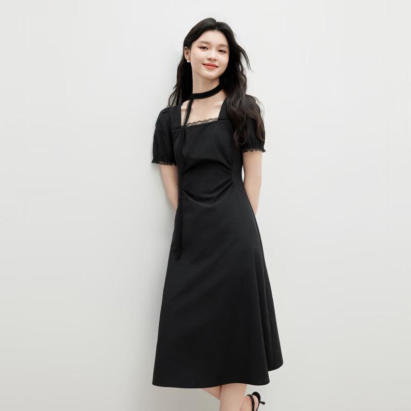 Elegant Square Neck Mid-Length Dress