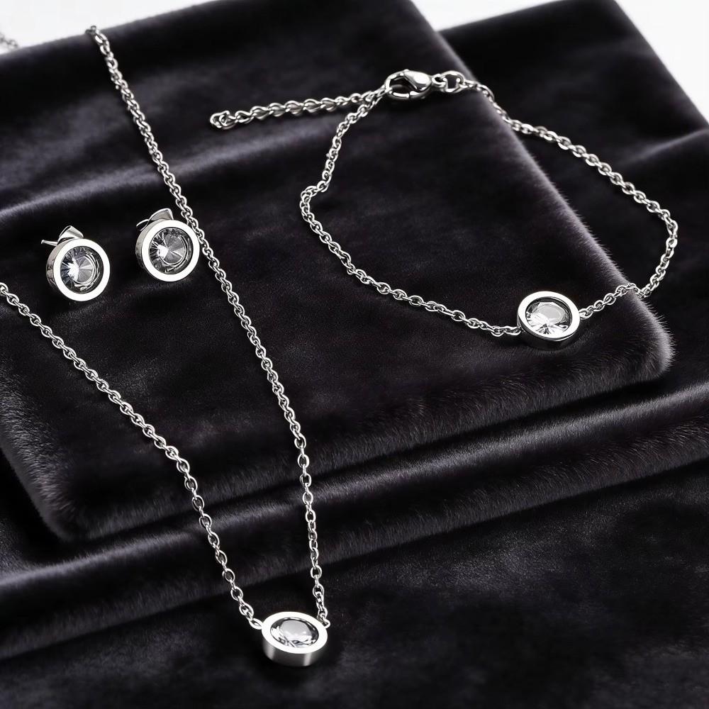Round Crystal Stainless Steel Bracelet Coloful Moissanite Bracelet  for Gifts