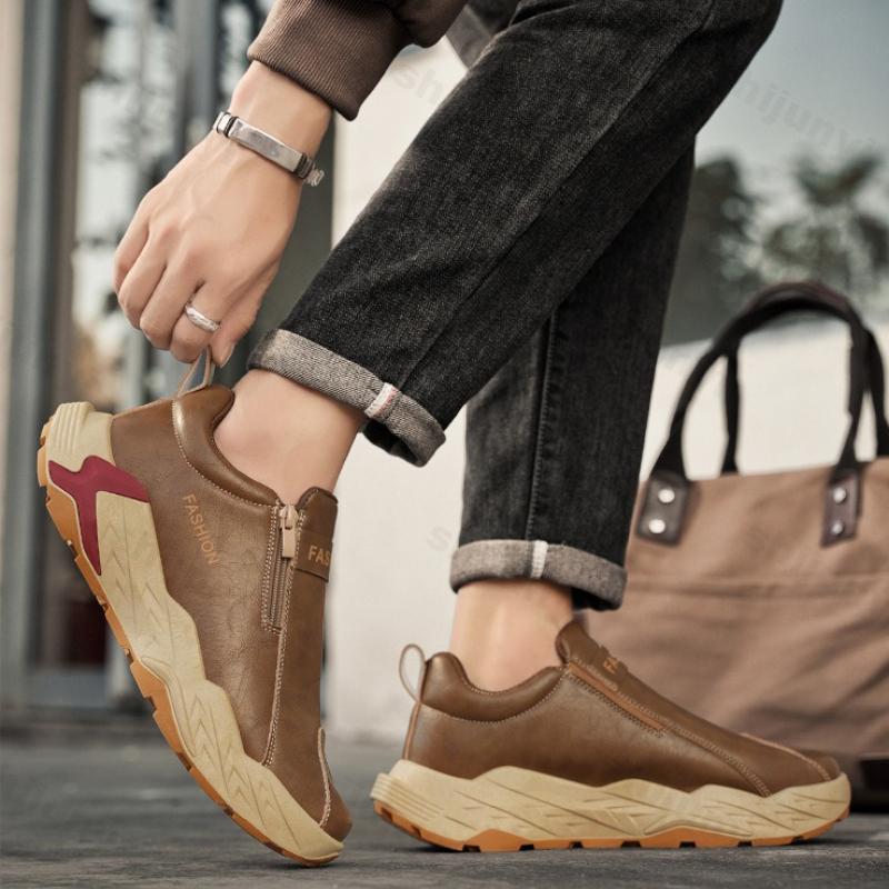 Módní pánské boty 2025 Jaro Nový styl Korejská verze Módní trend Outdoorové cestovní ležérní boty Boční zip Stručně navržené tenisky