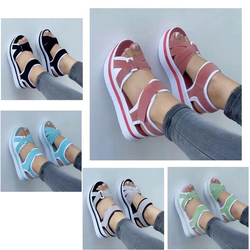 Stylish And Trendy Women's Flip Flops With Magic Tape And Cross Straps