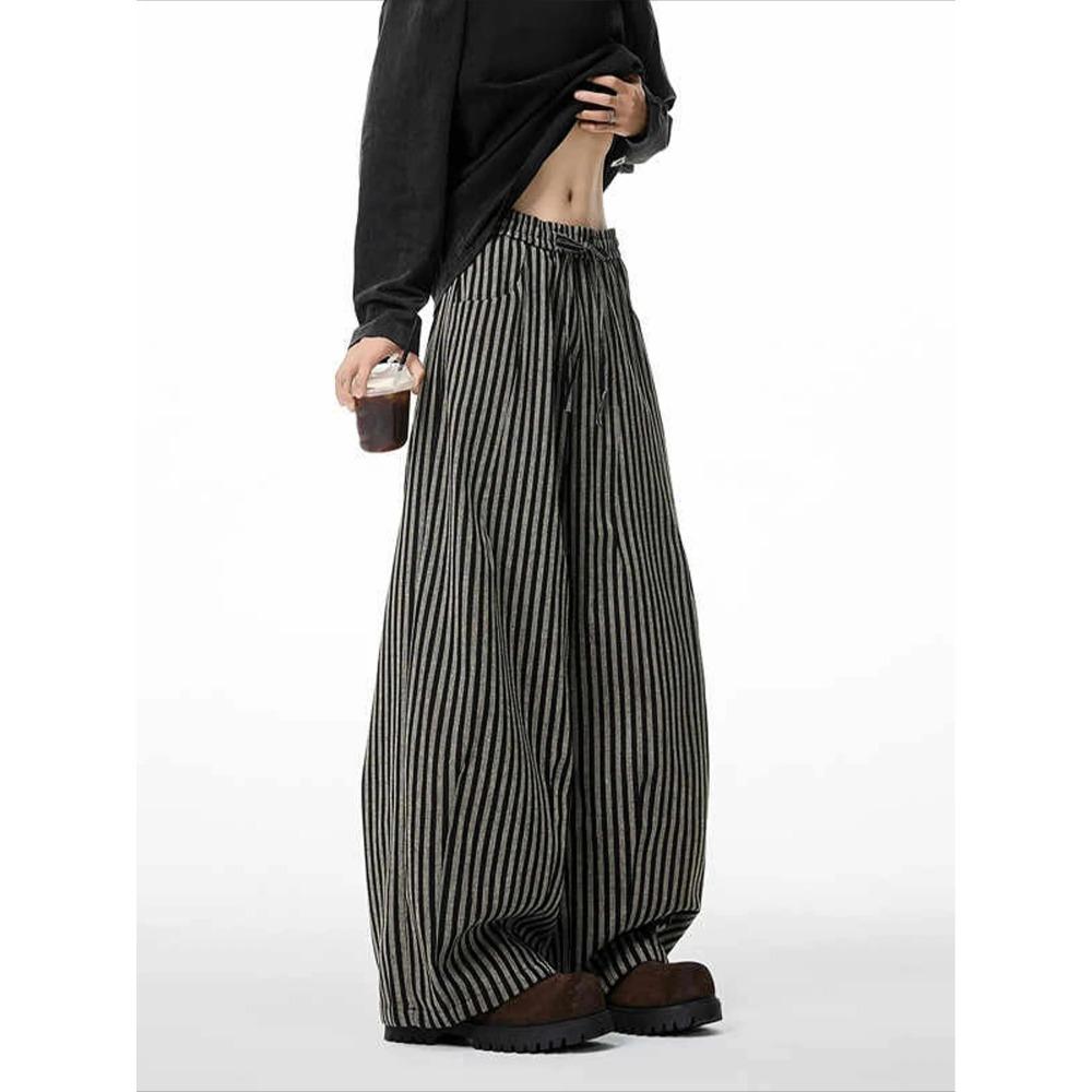 Women 2026 Autumn Harajuku Plaid Wide Leg Trousers Vintage Grunge Loose Knitted Casual Pants Y2K Aesthetic Straight Pants
