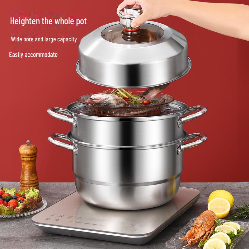 "Stainless Steel Multi-Layer Household Soup Steamer"