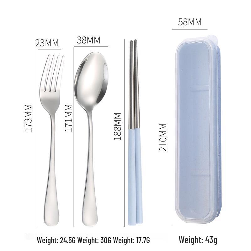 Stainless Steel Travel Cutlery Set: Fork, Spoon, Chopsticks with Portable Storage Box