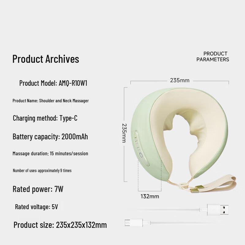Portable Smart U-shaped Cervical and Shoulder Neck Massager