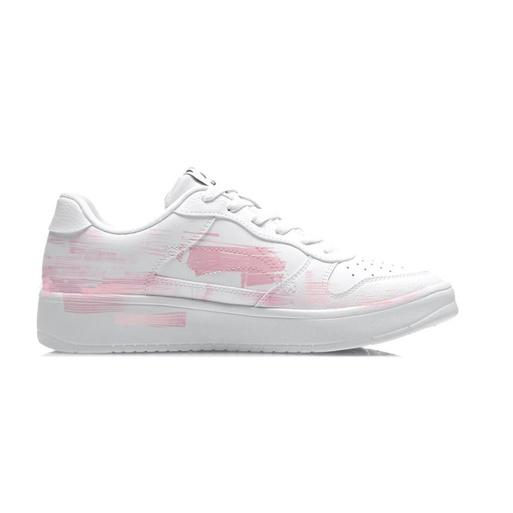 Li Ning Floating Boat Slip Resistant Abrasion Resistant Low Top Skateboard Shoes Unisex Pink AGCS419-1(Team34- )