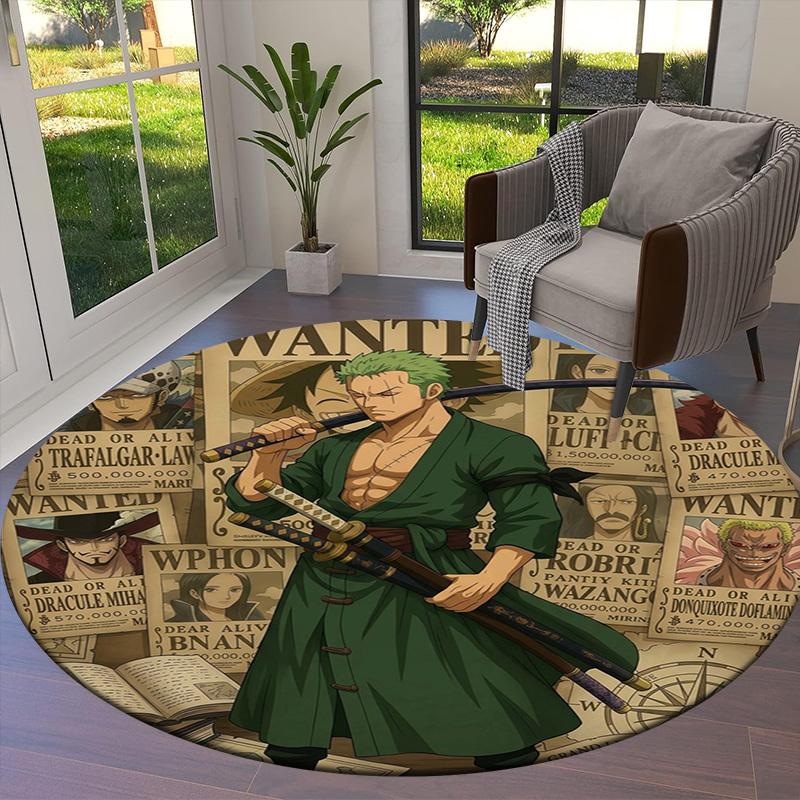 One Piece Art Round Area Rug Carpet Rug For Living Room Bedroom Sofa Playroom Decor Nonslip Floor Mat