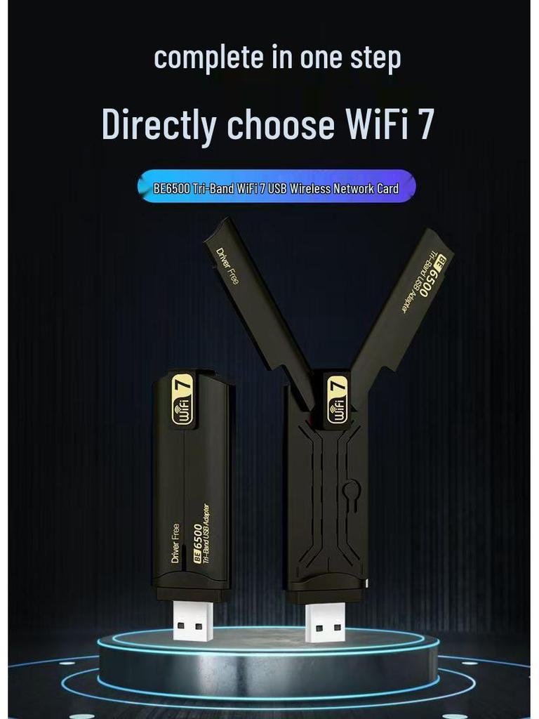 Wi-Fi 7 Tri-Band USB Wireless Network Adapter for Desktop & Laptop - No Driver Needed, Ideal for Gaming