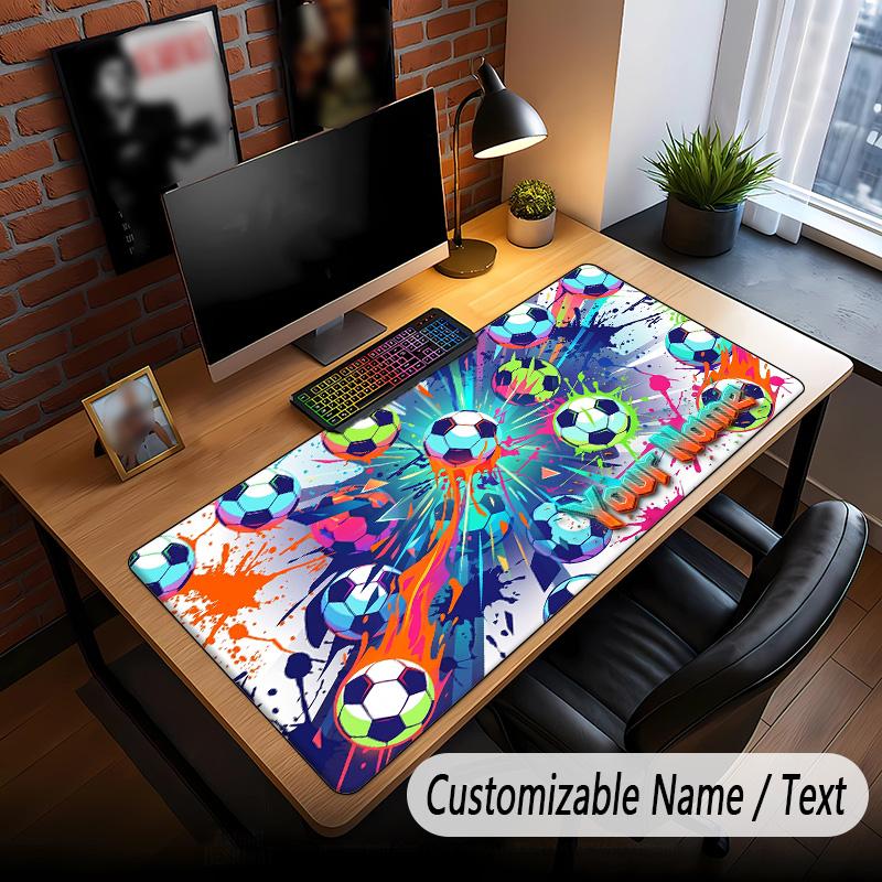 Soccer Theme Custom Mouse Pad Personalized With Name Text Customized Desk Mat For Office Home Decor