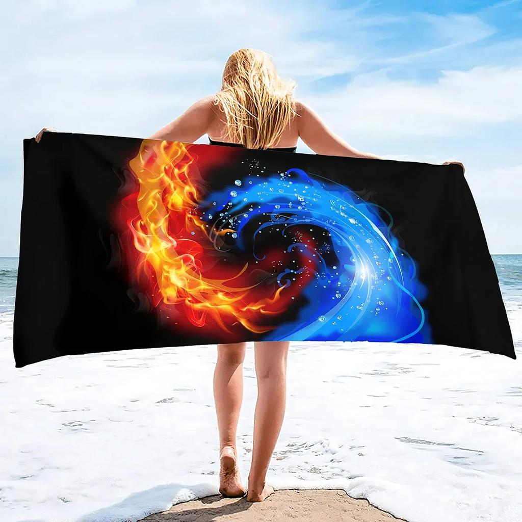 Fire Flames Super Soft Beach Quick-Drying Bath Towel Unisex Large Absorbent Towel Blanket for Outdoor Travel Camping Yoga