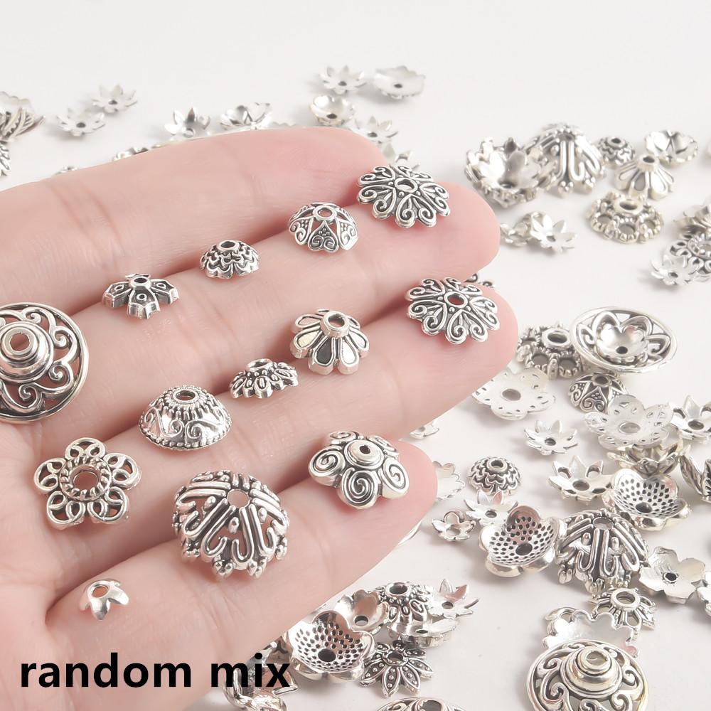 Antiksilberfarben 50/100 Stück Blumenperlenkappen Für Schmuckherstellung Zubehör Passend für DIY Armbänder Anhänger Boho Accessoires Verbinder