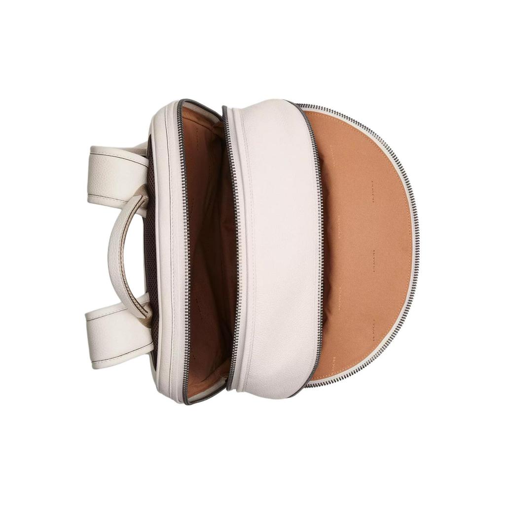 Coach Charter 29 Double Zipper Soft Polished Pebble Leather Backpack Large Men backpack Chalk-White CP123-CAH