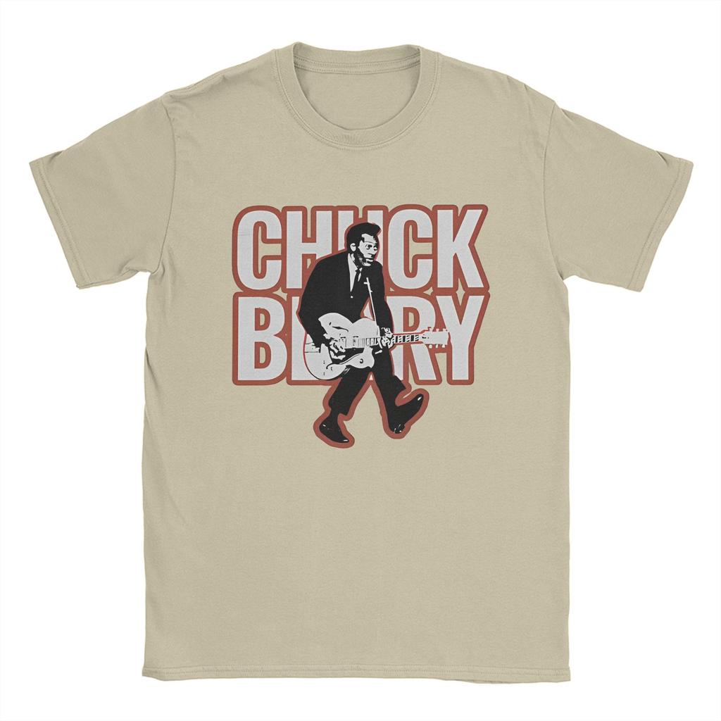 Koszulki z karykaturą Chucka Berry'ego w stylu vintage Męska koszulka bawełniana z okrągłym dekoltem Piosenkarz Muzyk Gitarzysta Koszulka z krótkim rękawem Oryginalny produkt