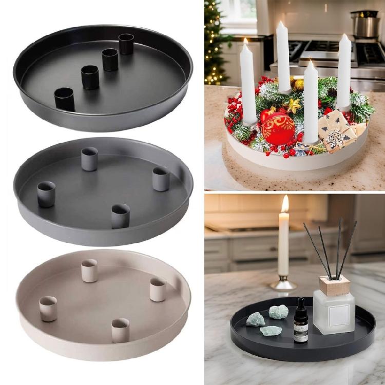 Stylowa magnetyczna taca na świece z 4 świecznikami na świece stożkowe na dekoracje stołowe, organizery na talerze na świece