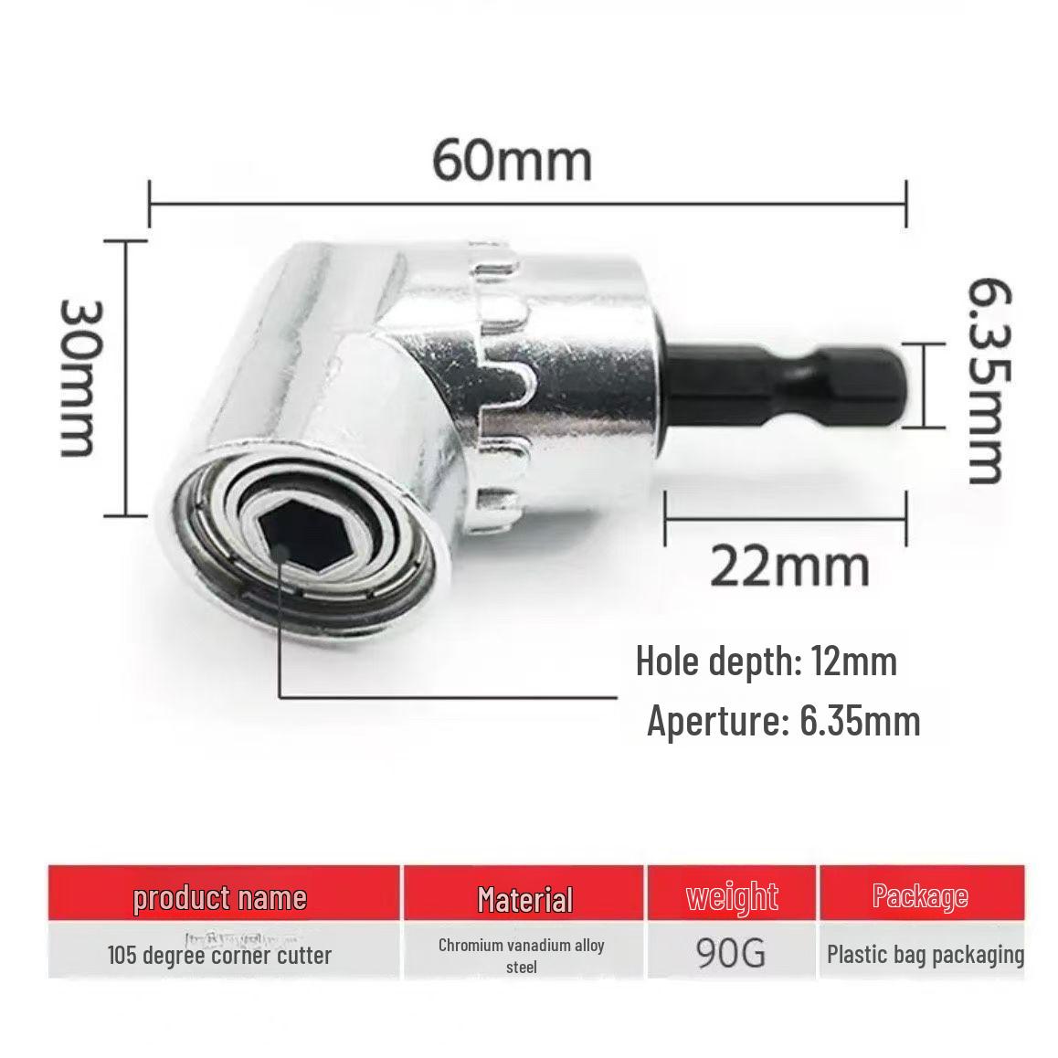 

105° Angle Screwdriver Head with Extension Rod: Universal Corner Tool for Screwdrivers