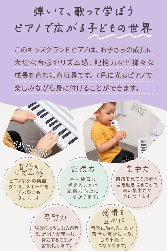 RiZKiZ Kids Grand Piano Toy with Microphone and Chair Mini Toy Electronic Electronic 4 Demo Musical Instrument Educational Toy Clear Roof Glows