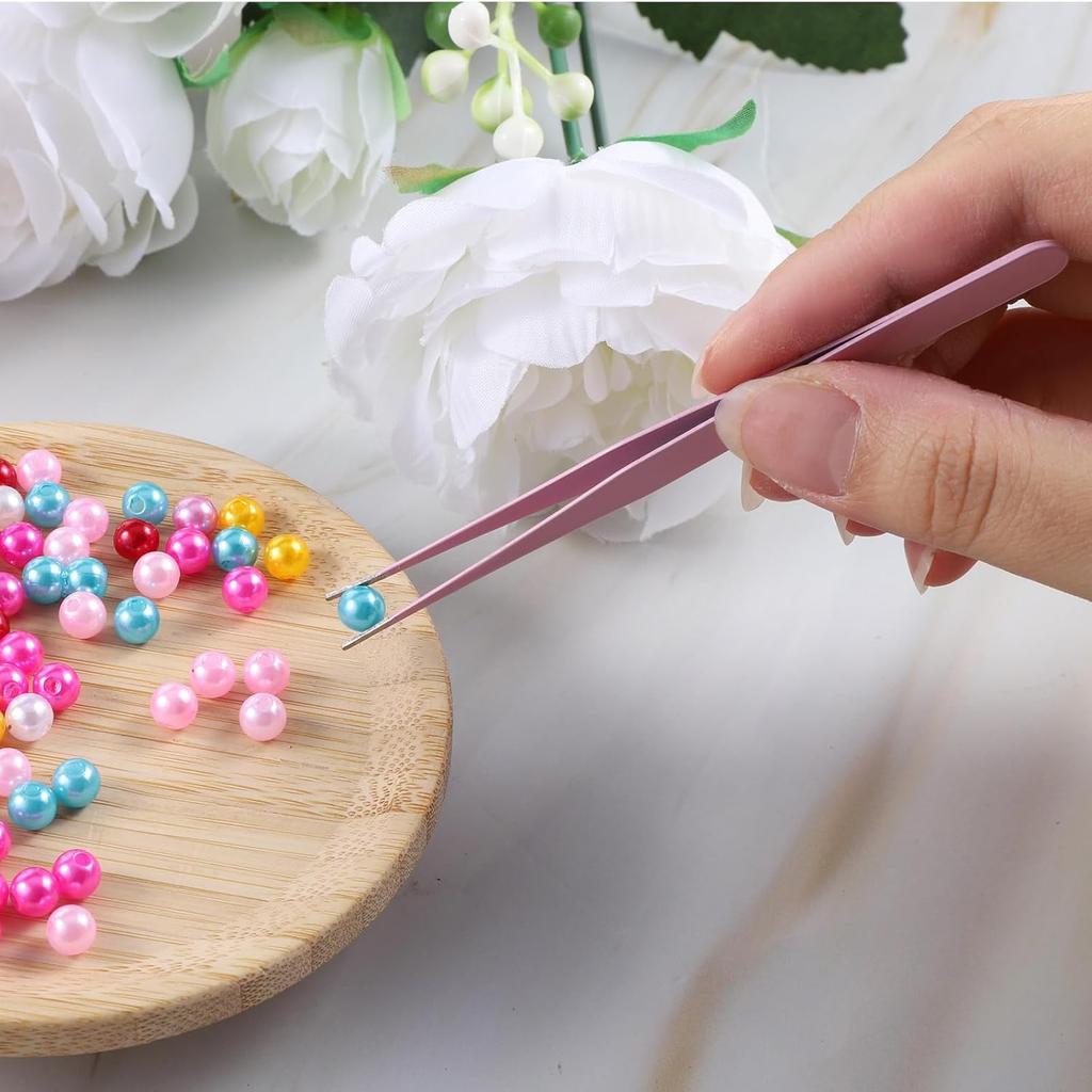 4 PCS Precision Tweezers Set, Multipurpose Straight and Curved Tip Tweezers Anti-Static Stainless Steel of Tweezer for Electronics,