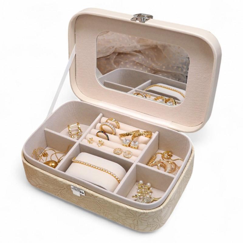 Jewelry Box Case Organizer Cream Lace Women' Box