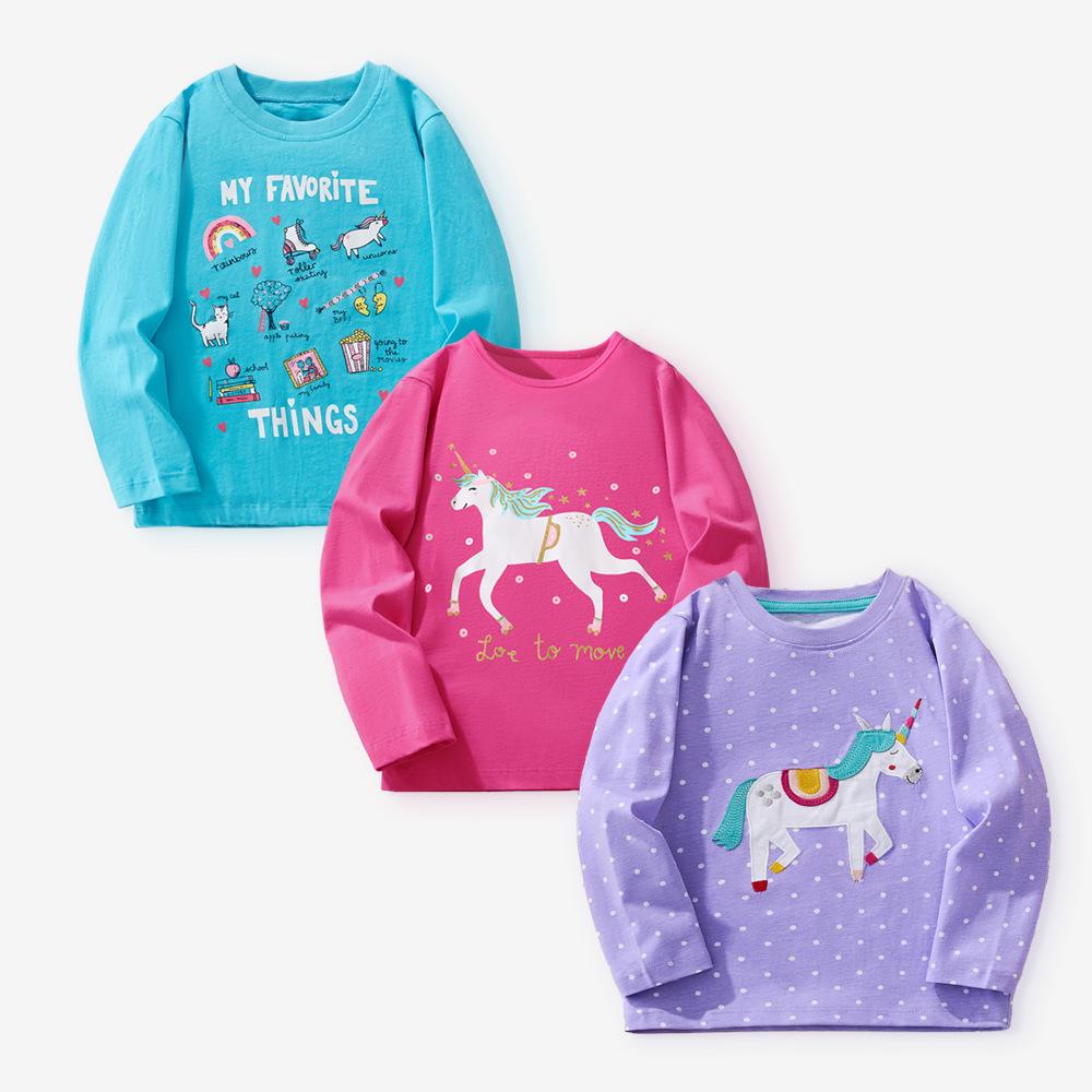 Unicorn Print Embroidered Kids' Long-Sleeve T-Shirt Set: 3-Piece Autumn/Winter 2025 Collection