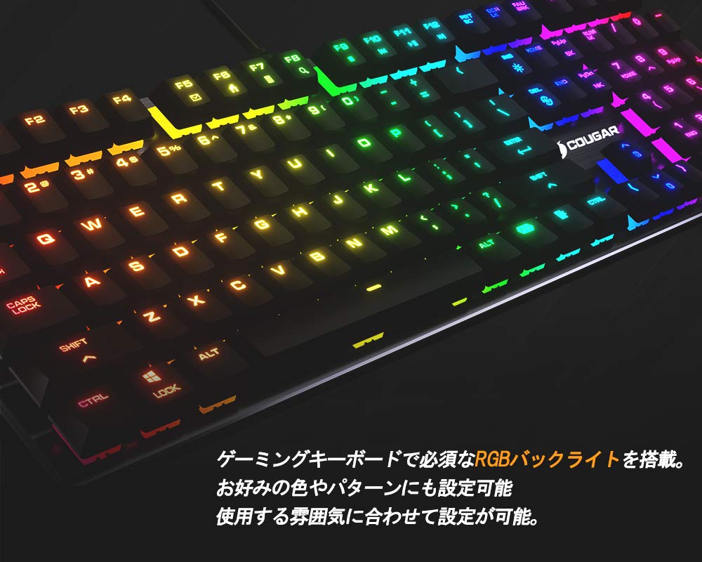 COUGAR VANTAR MX Gaming Keyboard with Blue Switches, RGB Backlighting, and Original Low-Profile Mechanical Switches (CGR-VANTAR MX-3)