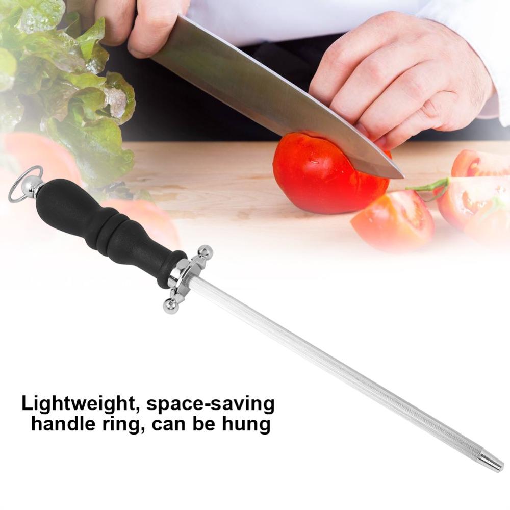 Stainless Steel Knife Sharpening Rod Silver and Black Honing Steel Rod Home Kitchen