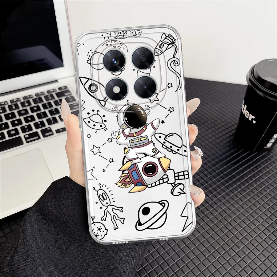 Cartoon Niedliche Astronauten Hülle für Xiaomi Redmi Note 14 Pro Plus 13C 14C A4 Note 13 11S 11 10S 9 10 12S 12 Weiche Handyhülle