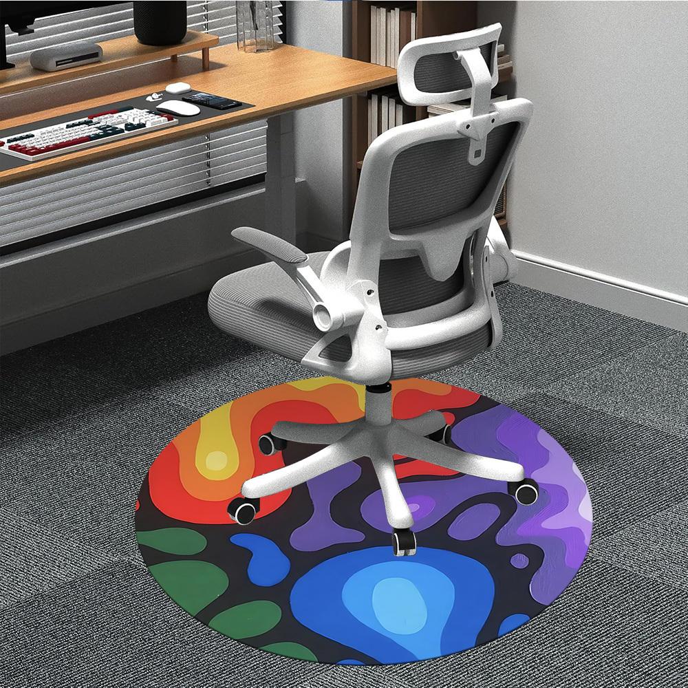 1pc Abstract Colors Office Round Area Rug, Indoor Mat Suitable For Office, Under Office Chairs Bedroom Living Room Home Decor, Room Deco