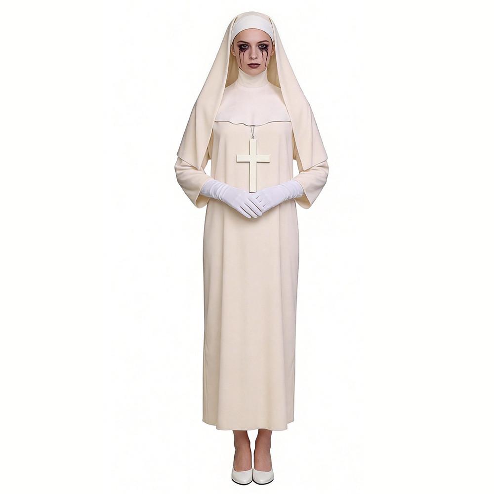 Costume Cosplay da Suora Gotica in Tessuto di Poliestere per Halloween e Feste a Tema