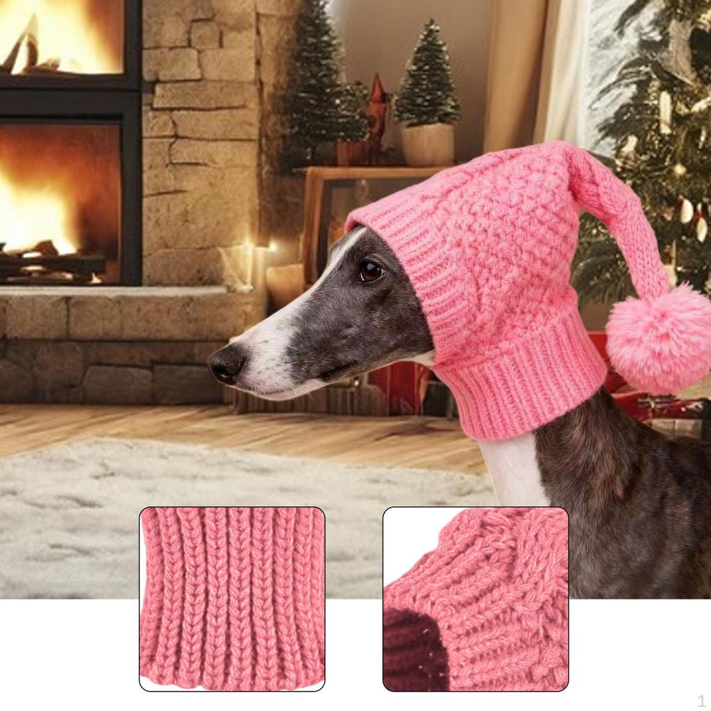 Crocheted Snood Pets Winter Warm Knitted Hat Soft,Puppy Beanie Dog for Holiday Dress Up