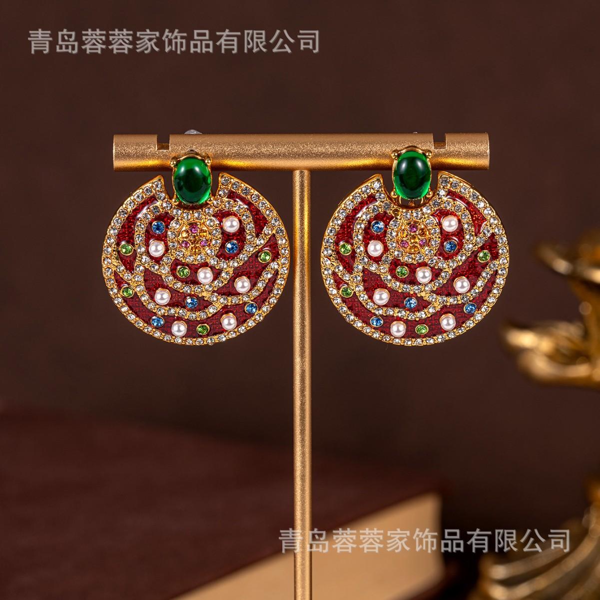 Геометрические серьги с преувеличенными цветными бриллиантами, персонализированные, креативный сплав, капельное масло, ретро, веселые, для женщин