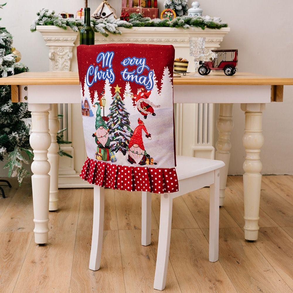 Simple Cartoon Christmas Chair Cover Soft Stretch Xmas Dinner Chair Seat Cover Removable Christmas Table Decor New Year Supplies