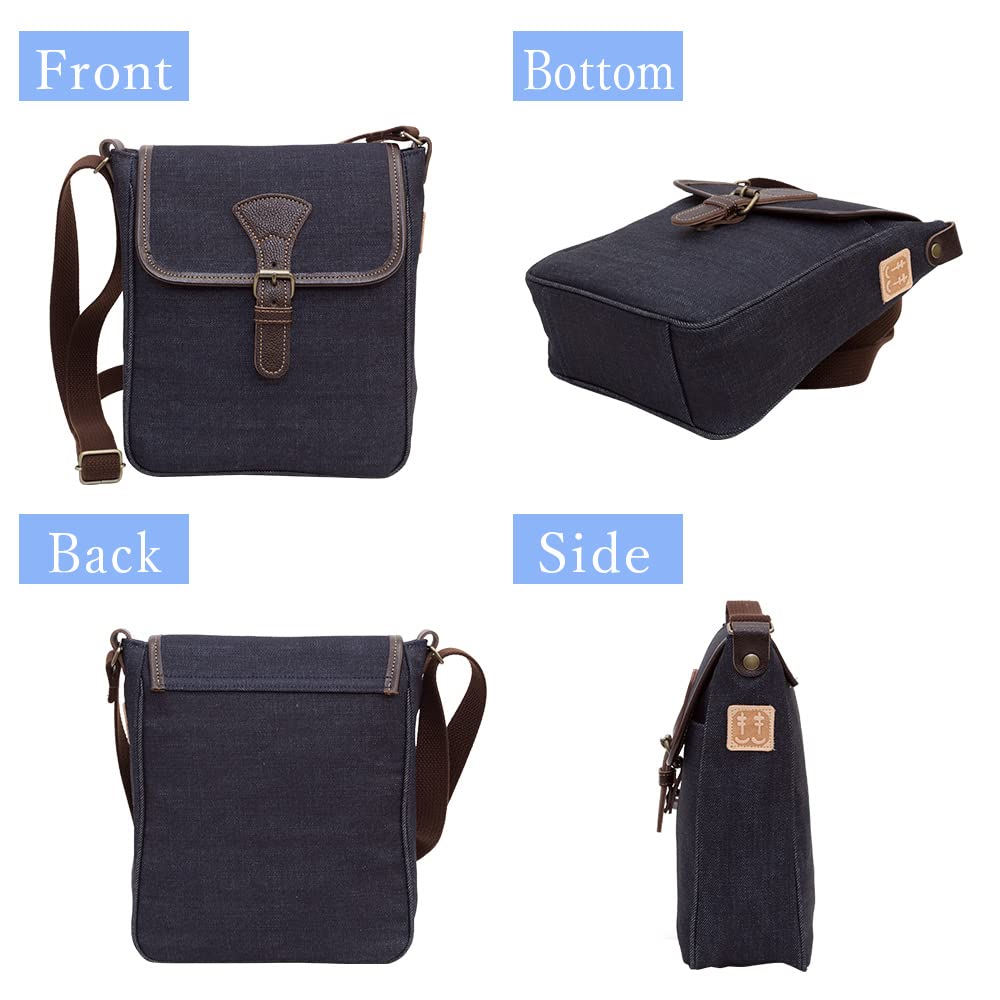 [creare Kiki] Men's Lightweight Crossbody Shoulder Bag, Made In Japan with Okayama Denim, Mini Flap Shoulder Bag, Perfect Father's Day or Birthday