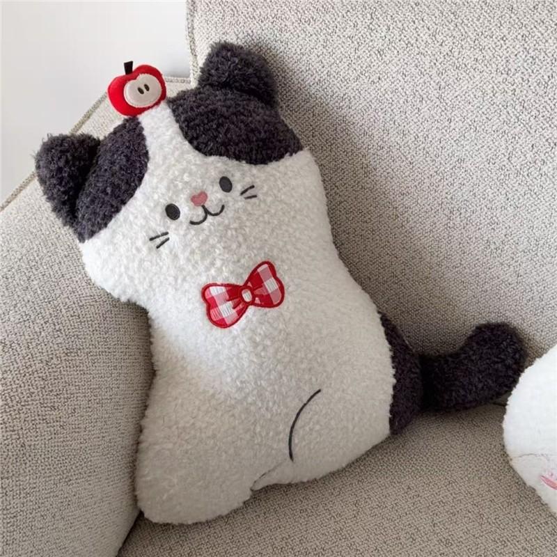 Cat Plush Cushion With Embroidered Cartoon Design For Living Room Decor