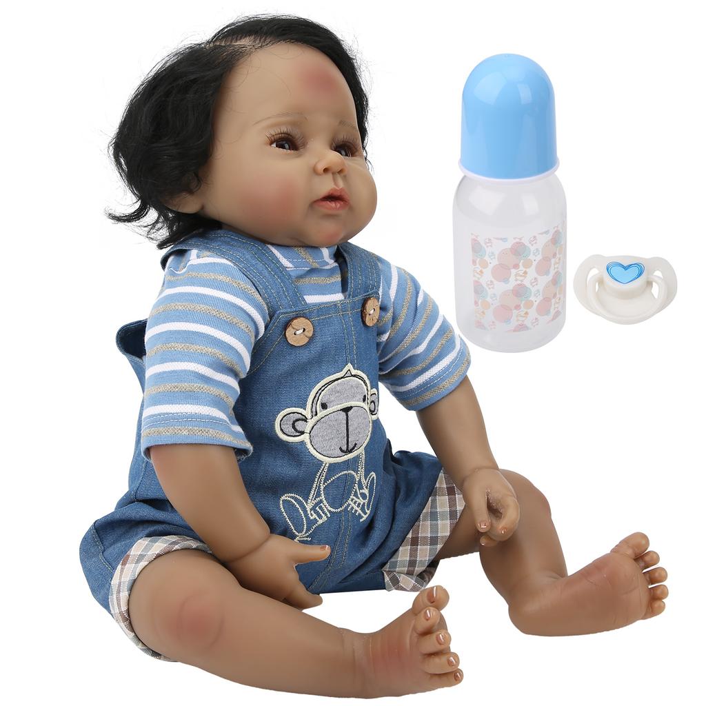 50cm Reborn Baby Dunkle Haut Realistische Babys Jungenpuppe Weich Entzückend Kinderspielzeug Geschenke