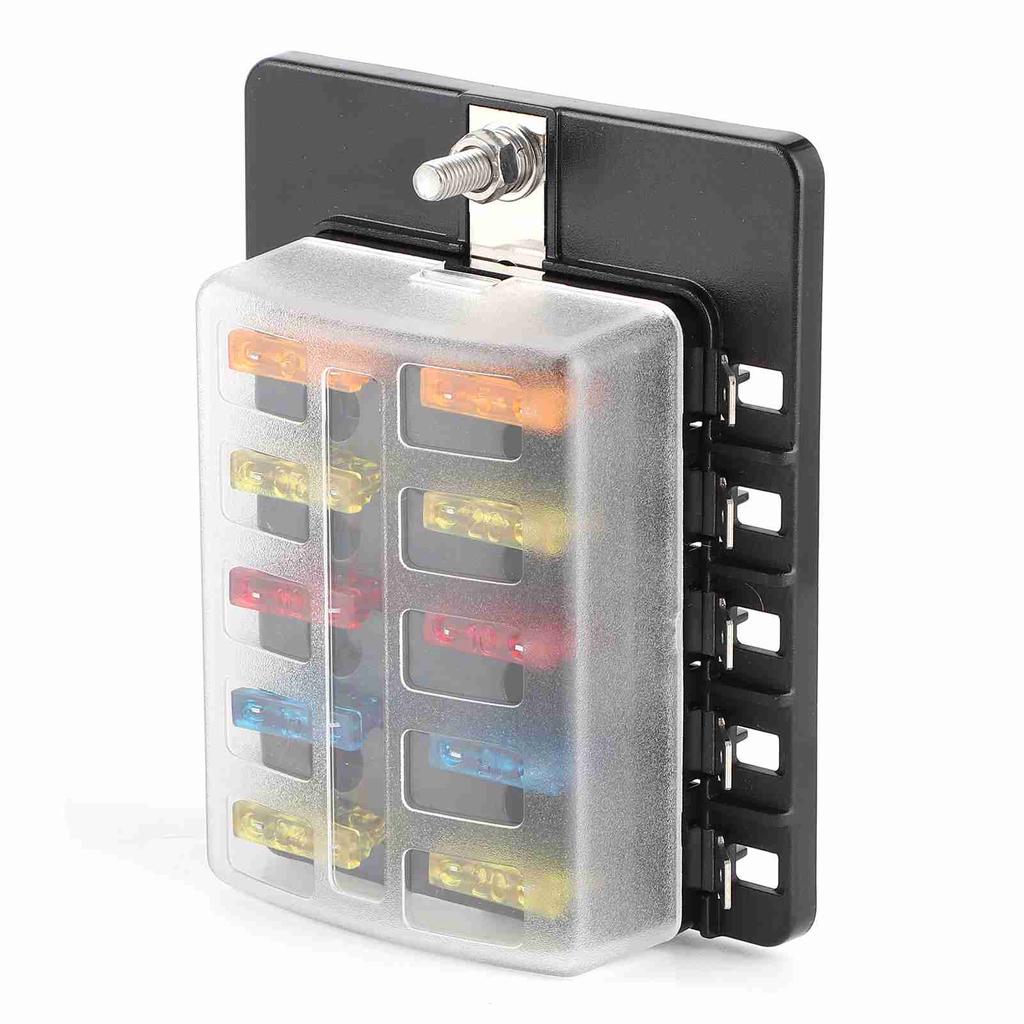 10-fach Sicherungskasten Flachsicherungshalter mit LED-Kontrollleuchte für Automobil Auto Boot Yacht