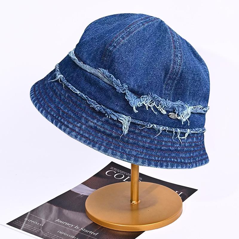 

Новая ретро шляпа рыбака с необработанными краями, детская летняя солнцезащитная шляпа от солнца, универсальная джинсовая шляпа-купол, шляпа-ведро One Size