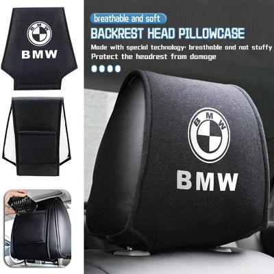 FA4Car Logo Seat Headrest Cover Suede Perforated Pillowcase Pad For BMW Performance X1 M3 M6 F01 F02 E34 E36 E60 F10 F20 X6 NMIM1
