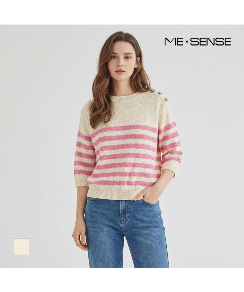 MESENSE St Pattern Line Short Sleeve Knit_Mb44Knm304Z