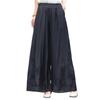 Pantaloni Casual da Donna alla Moda in Cotone e Lino Ricamati a Doppio Strato con Gamba Dritta