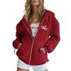 Modische Persönlichkeit Blume Reißverschluss Hoodie Locker Freizeitkleidung Langarm Kapuzen-Strickjacke