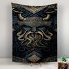 Tapestry Viking Warrior Gold Dark Norse Helmet Beard Poster Wall Art for Living Room