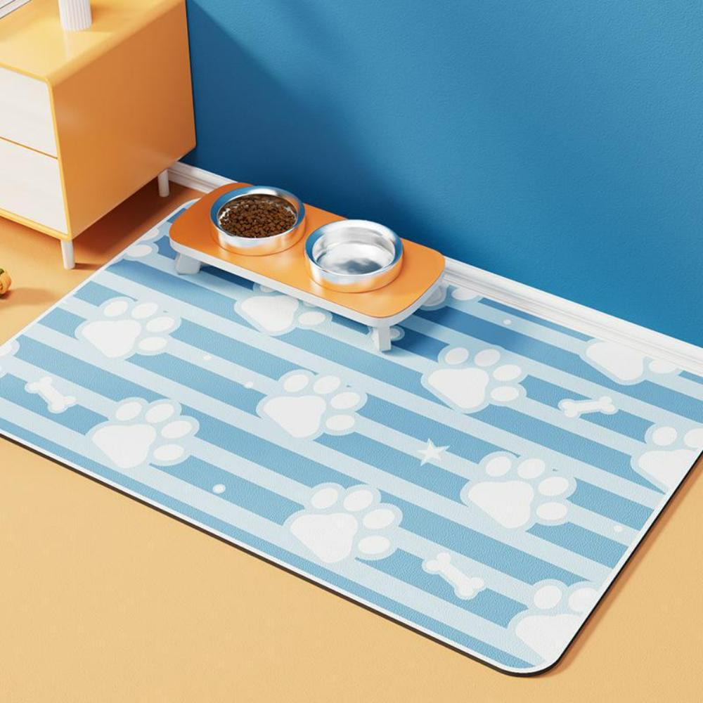 Cute Dog PAWS Feeding Pad Absorbent NonSlip Quick Dry Dog Bowl Mat for Messy Food Water Spills Durable Families with Pets Gifts