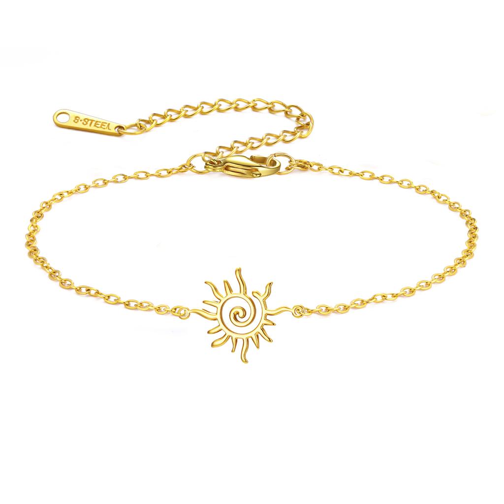 Cazador Stainless Steel Swirl Spiral Sun Totem Charm Bracelets Jewelry Gold Color Women's Hand Bracelet 2026 Trend Wholesale