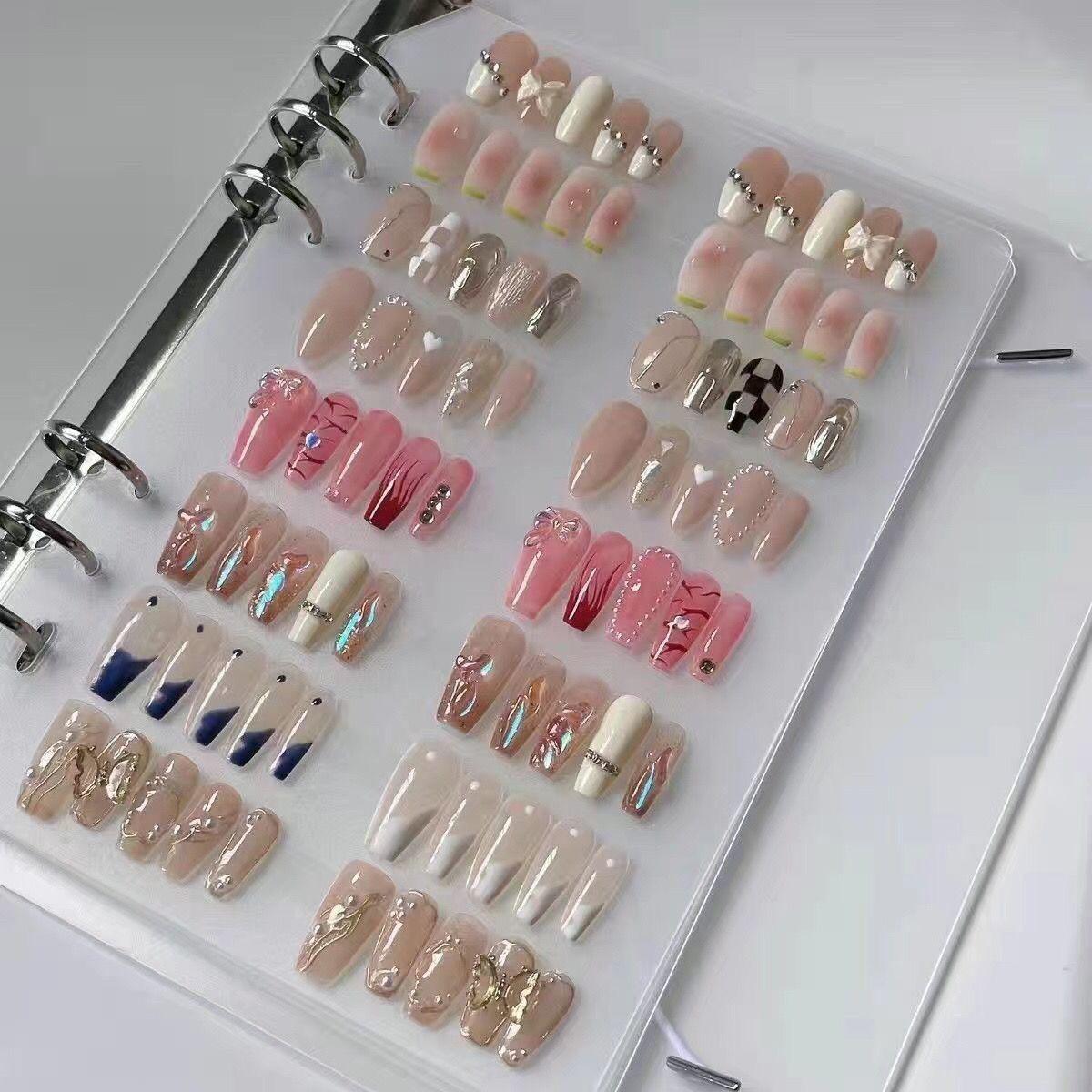 Книга-хранилище для типсов для ногтей с матовым покрытием - Носимая доска для демонстрации маникюра с прозрачным шаблоном A6 frosted cover [Small]