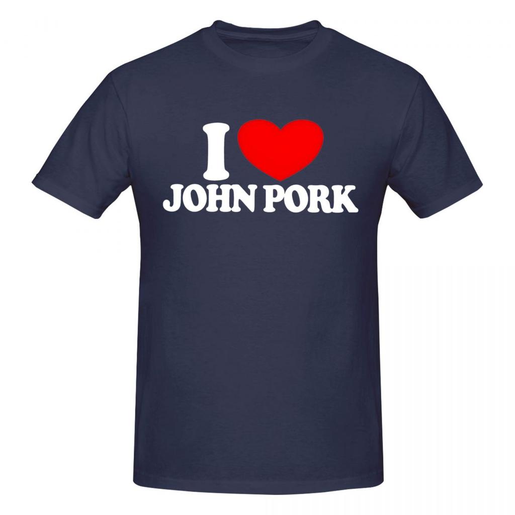 Women Unisex T-Shirts I Love John Pork Red Heart Vintage Cotton Tees Short Sleeve T Shirt Crewneck Clothing Printed