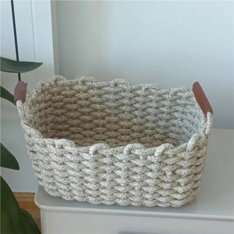 Nordic Style Handmade Cotton Rope Woven Storage Basket Sundries Clothing Cosmetic Organizer Book Toy Desktop Storages