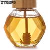 6pcs Glass Honey Jar Container Small Honey Pot with Dipper Set Dispenser Premium Glass Honey Decanter Glass with Wooden Spiral Drip Dipper and Lid