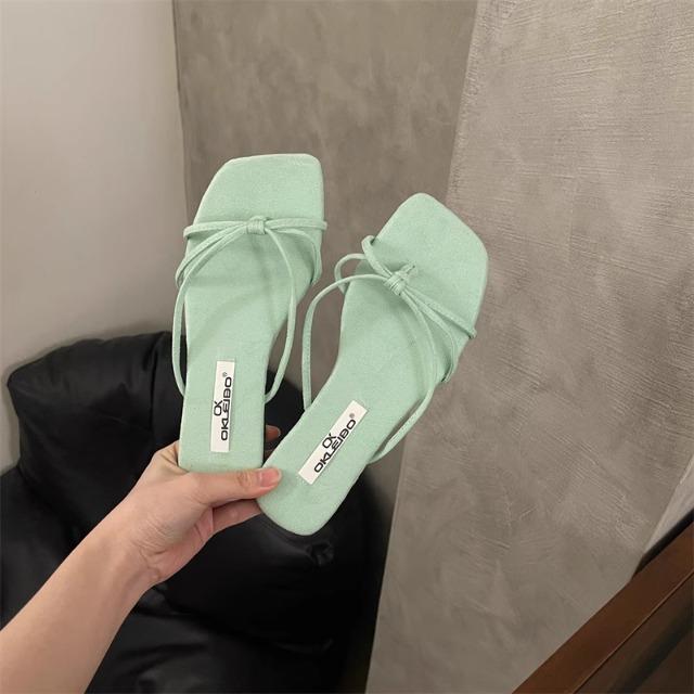 Fashion Women'S Fashion Slipper Casual Solid Crystal Roman Flat Slippers Sandals Shoes Women'S Outdoor Beach Sandals