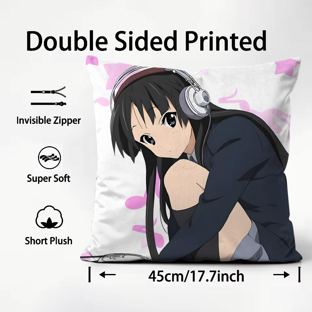 cute Anime K-K-ON Classic Cushion Cover Pattern Printed Pillowcase for Living Room Sofa Cushion Cover & Bedroom Decor