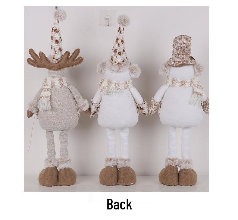 Christmas Snowman Telescopic Doll with Knitted Earmuffs & Reindeer - Desktop & Window Decoration Ornament