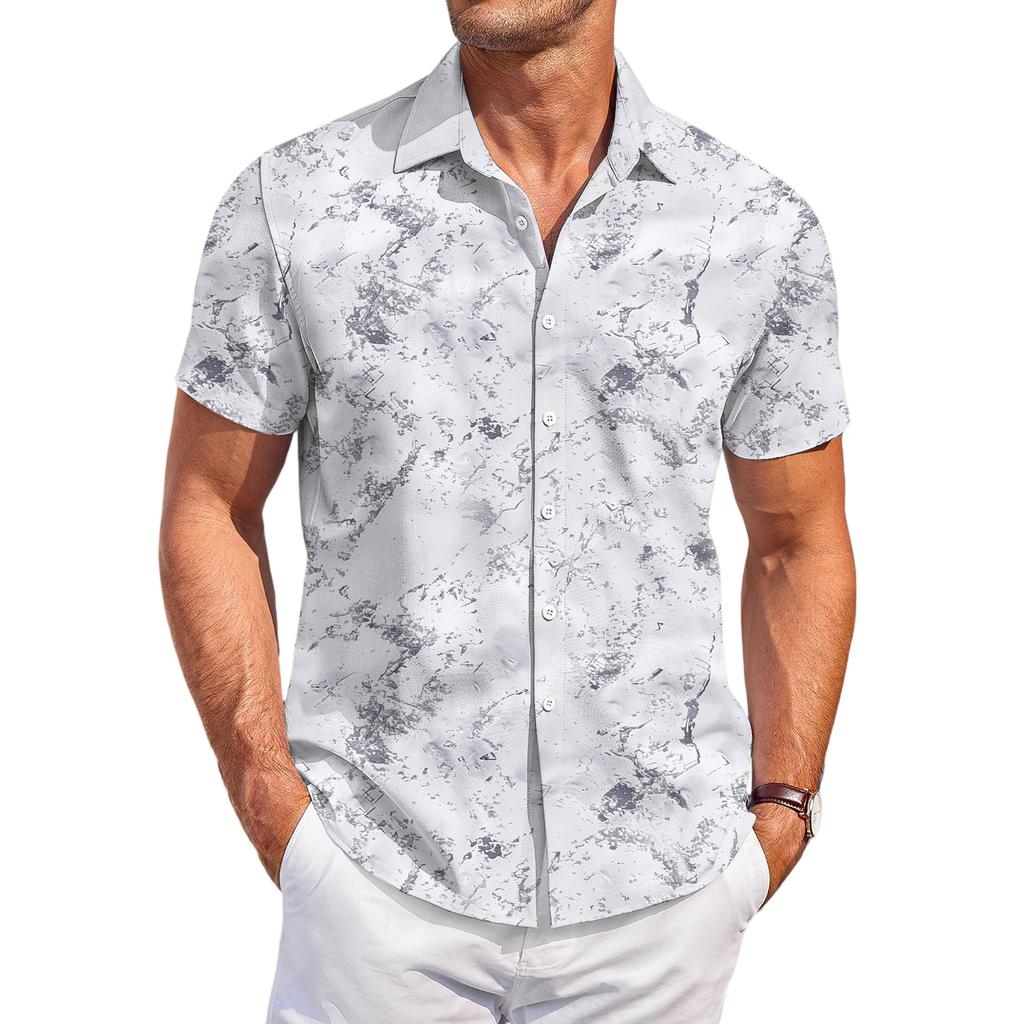 Camicia Casual da Uomo con Stampa a Maniche Corte